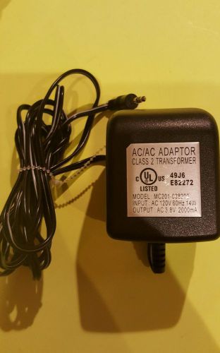 AC/DC Adaptor Adapter Transformer  MC201-038200 120v 60hZ 14w e82272