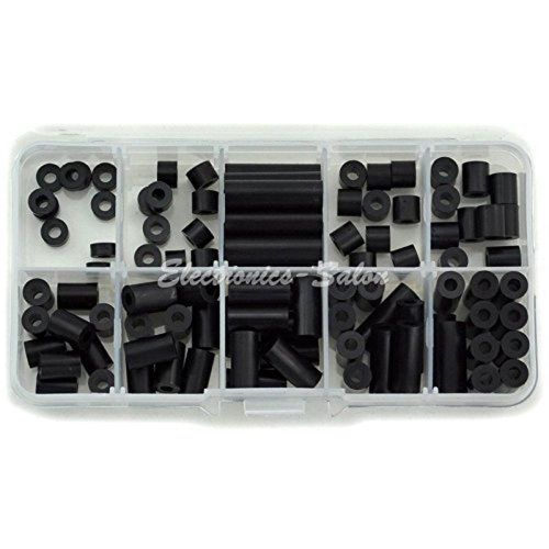 Electronics-Salon Black Nylon Round Spacer Assortment Kit for M3 Screws Plast...