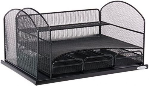 Safco Products 3252BL Onyx Mesh Desktop Organizer With 3 Drawers, Black