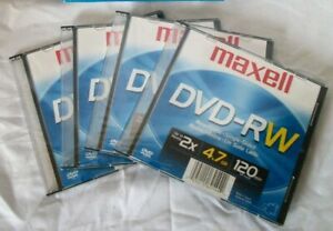 (4) MAXELL DVD-RW 2x, 120 Min, 4.7 GB Single-Sided Discs, Individually Sealed