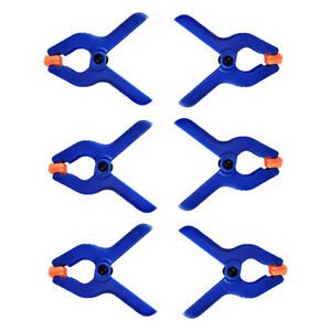 6Pcs 2 inch Plastic Nylon Spring Clamp Photography Background A Clips Blue