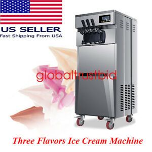Brand New 3-Flavor Soft Ice Cream Machine Maker Yogurt Ice Cream Make Equipment