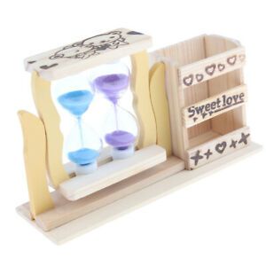 Creative Desktop Timer Rotary Hourglass Pen Container Students Office