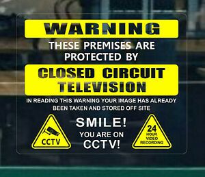 4 Warning Stickers Signs CCTV VIDEO RECORDING Closed Circuit Television Windows