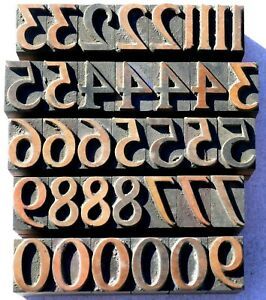 Letterpress WOOD 11/16&#034; NUMBERS 36pcs **Beautiful Tiny Typeface**