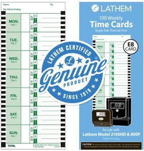 Lathem Weekly Thermal Print Time Cards, Single Sided, For Lathem 800P Time 9 100