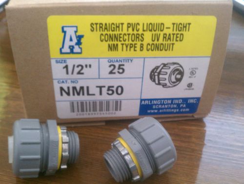 25 pc Arlington Straight PVC Liquid Tight Connectors NMLT50