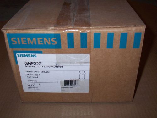 New siemens gnf322 60 amp 600v non fused safety switch 2p disconnect nib for sale