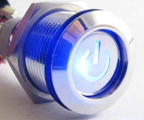 Metal Blue LED Push Button Momentary Waterproof Self-Locking Switch 16mm QN16-C5