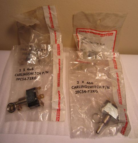Lot Of 4 Carlingswitch Carling 2x466 2FC54-73XG Toggle Switches 15A 125VAC 3/4HP