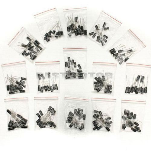 New 200 x 15 value electrolytic 20% capacitor assortment kit 0.1uf - 220uf for sale