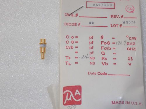 1x ma4798c measured hf gold-pl microwave associates m/a com diode new for sale