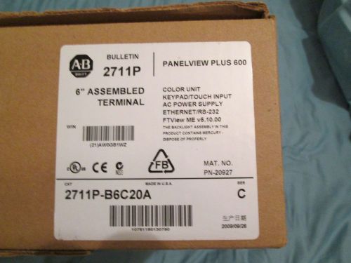 Allen Bradley PanelView Plus 600 New in Box 2711P-B6C20A Ser. C
