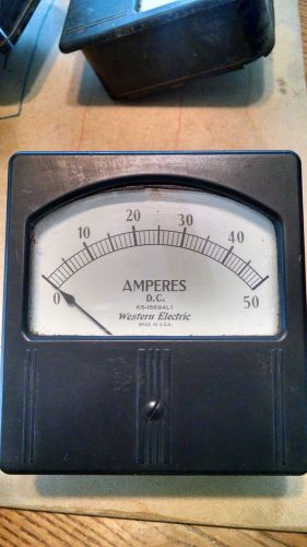 Western electric dc square panel meter ammeter amp meter amperes 0-50 amperes for sale