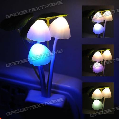 3 Colours Romantic LED Mushroom Dream Night Light Bed Lamp ge