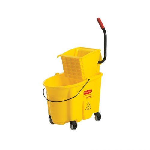 Rubbermaid WaveBrake 35-Quart Yellow Commercial Mop Bucket and Wringer