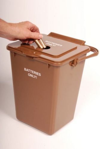 Battery Recycling Bin, 2.4 Gallon, Brown