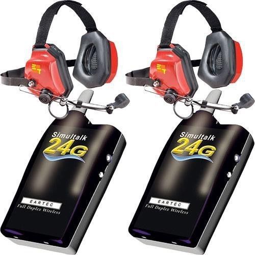 Simultalk eartec 2 simultalk 24g beltpacks with xtreme headsets slt24g2xt for sale