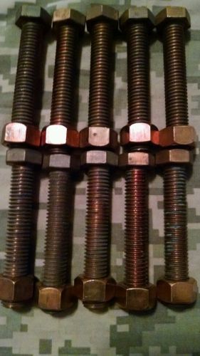 Lot of 10 1/2 x 3&#034; long brass bolts with nuts