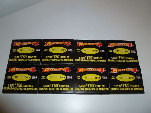 Arrow staples t50, 1/4&#034; (6mm), #504, lot of 8 boxes for sale
