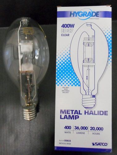 Satco s5833 400w ed37 m59 clear mogul base metal halide lamp bulb mh400 for sale
