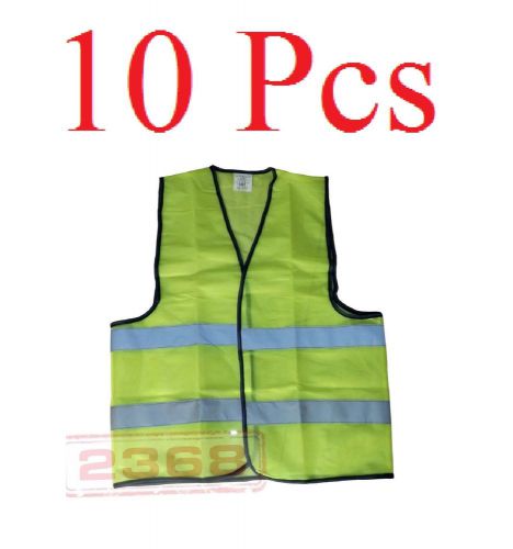 10 Pack Green Fluorescent Safety Vest w/ Hook &amp; loop closure - XXL
