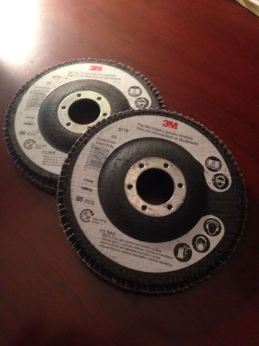 3m 577f flap disc 4 1/2&#034; x 7/8&#034; center. type 27 alumina zirconia 80 grit -qty 2 for sale