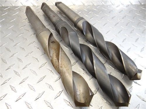 LOT OF 3 HSS 4MT TWIST DRILLS 1-15/32&#034; TO 1-19/32&#034; CLE-FORGE NATIONAL MORSE