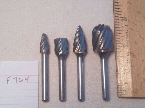 4 NEW 6 MM SHANK CARBIDE BURRS FOR CUTTING ALUMINUM. METRIC. MADE IN USA  {F764}