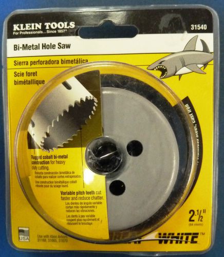 Klein 31540 2-1/2&#034; great white bi-metal hole saw f/ metal plastic &amp; wood, new for sale