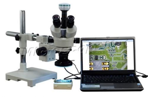 3.5X-90X Zoom Digital Boom Stand Microscope+2.0MP USB Camera+144 LED Ring Light