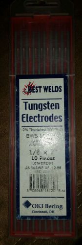 Best Welds 1/8&#034; x 7&#034; Ground Annealed Tungsten Electrodes 2% Thoriated Qty 10