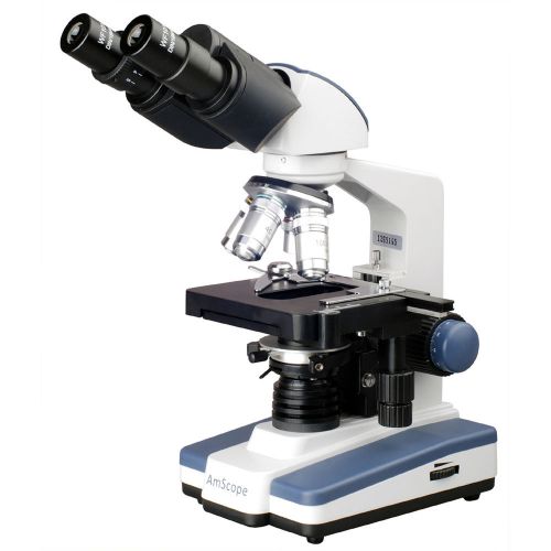40X-1000X LED Lab Binocular Compound Microscope w 3D Two-Layer Mechanical Stage