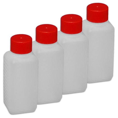 4x plastic bottle, flask 100 ml with screw top and gasket included (4x22009) for sale