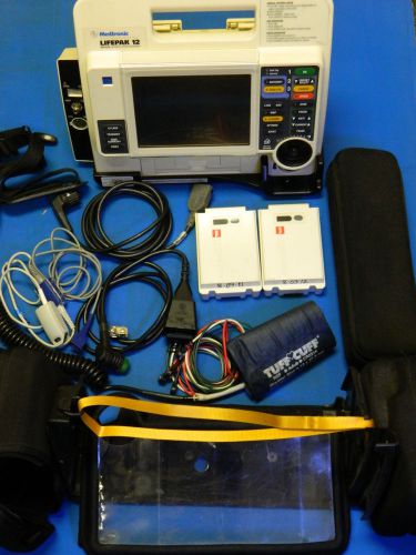 Physio control 12 biphasic 12-leads nibp spo2 ecg aed pacing  printer 2batt case for sale