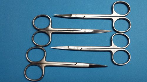 4 Each Iris Scissors 4.5&#034; Straight Surgical Dental Instruments ( High Quality )