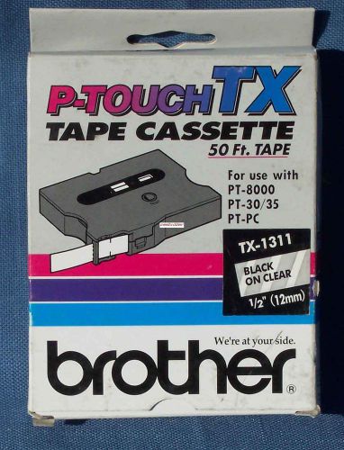 Brother P-Touch TX-1311 50 Feet Black On Clear 1/2&#034; Tape