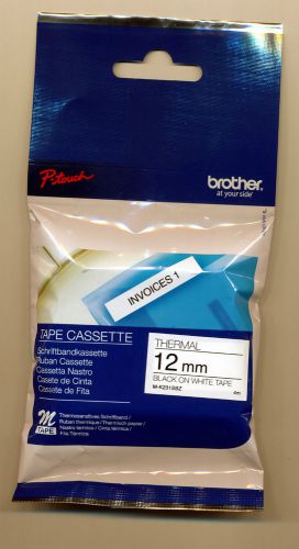 Brother P-touch M-K231SBZ M TAPE 12mm x 8m Black On White Plastic Labelling Tape