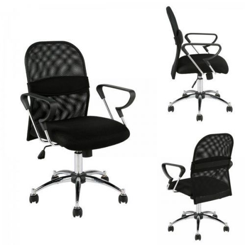Black and Chrome Marlin Rolling Mesh Office Chair