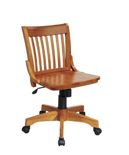Deluxe Armless Wood Bankers Desk Computer Chair with Wood Seat Furniture New