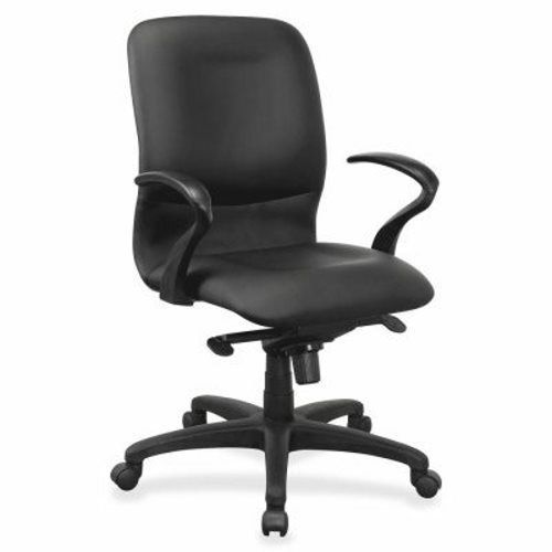 Lorell Executive Mid-Back Chair, 27&#034;x28&#034;x42&#034;, Black Leather (LLR84580)