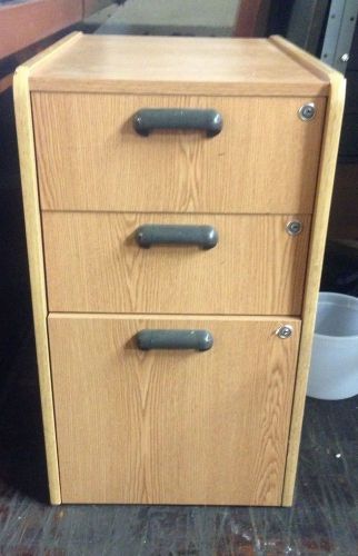 wooden file cabinet with 3-drawers retro office
