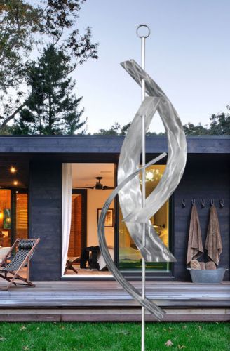 Modern Abstract Metal Garden Art Sculpture - Silver Maritime Massive - Jon Allen