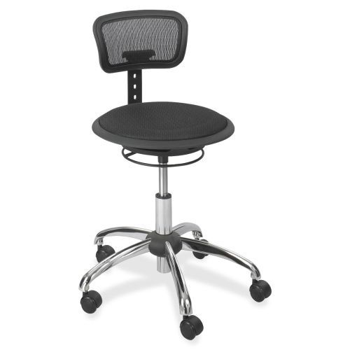 Safco Mesh Stool with Backrest - 250 lb Load - 23.8&#034; x 27.3&#034; x 33.8&#034; - Black