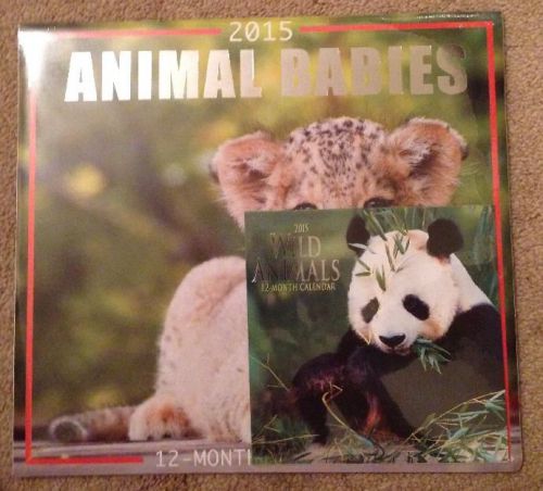 2015 Wall Calendar 12 Month Set of Animal Babies&amp;Wild Animals Organizer Planner