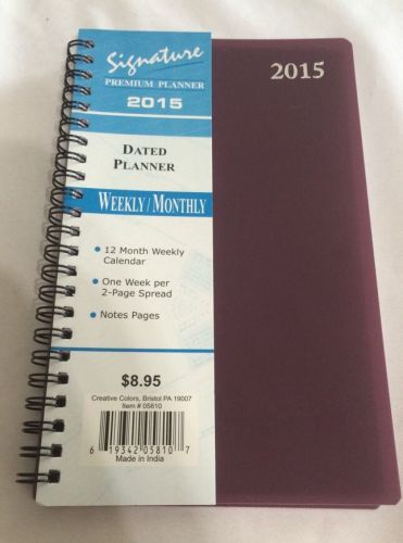2015 Signature Series Dated Day Planner Calendar Weekly MONTHLY 5X8 Plum
