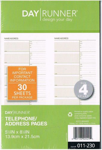 Day Runner®Telephone/Address Planner Pages 5 1/2&#034; x 8 1/2&#034; #011-230 30 Sheets