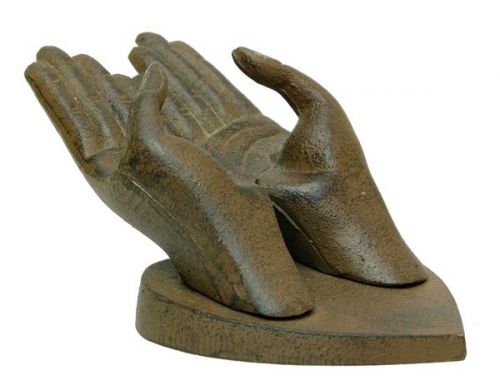 Cast Iron Hands Business Card Holder 6 1/2&#034; by 3 1/4&#034; by 3 3/4&#034;