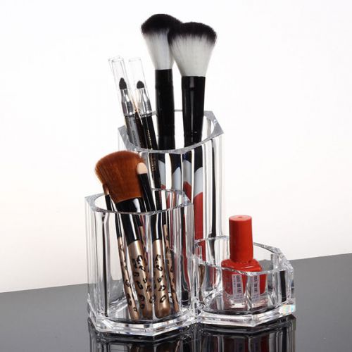 Clear acrylic cosmetic makeup storage case display brush pen organizer holder for sale