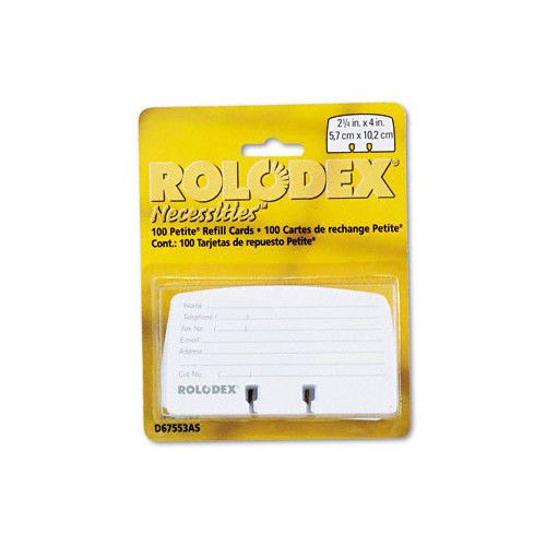 Rolodex Corporation Petite Refill Cards, 2-1/4 x 4, 100 Cards per Set Set of 4